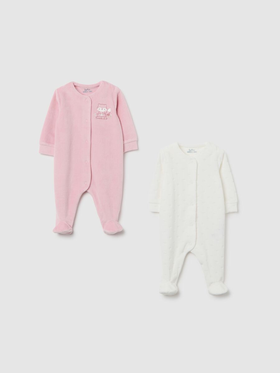Multicolour cotton blend baby girl bodysuits twin pack_0