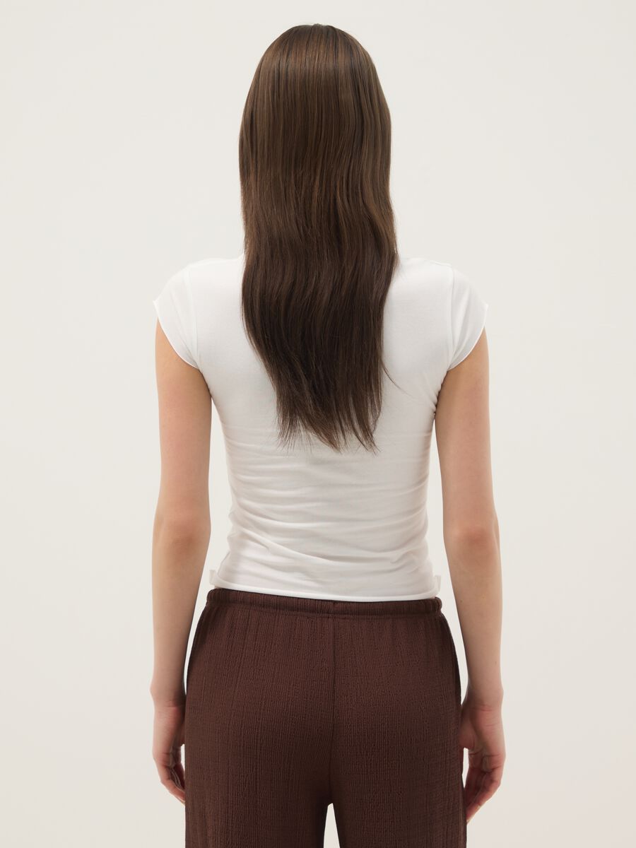 White fitted stretch-cotton T-shirt with print_3