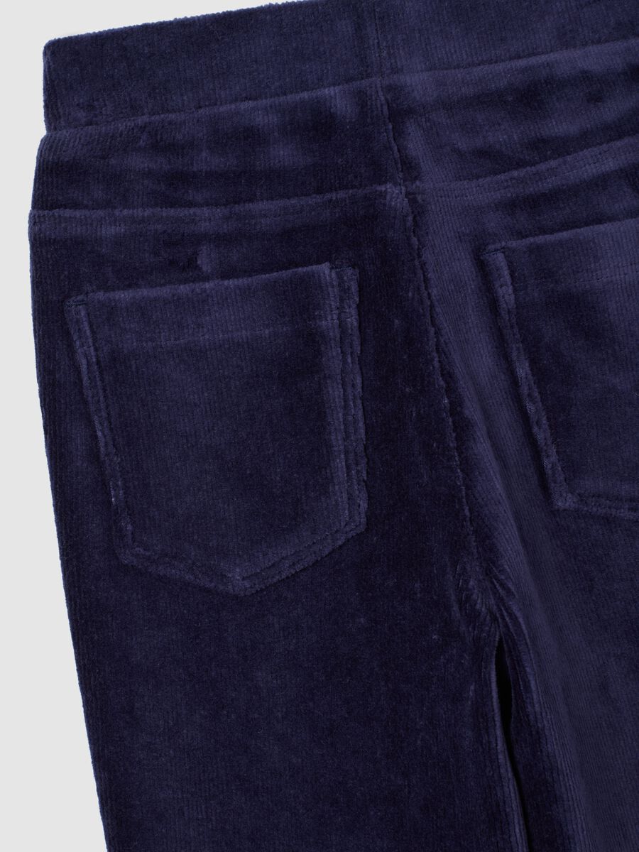 Girls' Cotton Blend Blue Flare Trousers_3