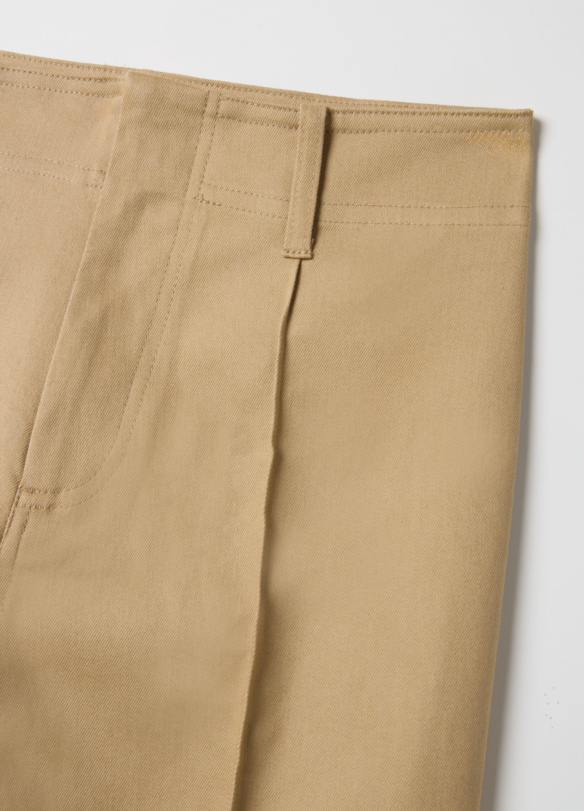 Pantaloni dritti in misto cotone beige regular fit