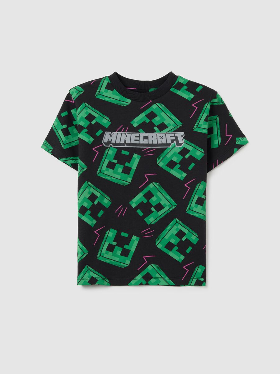 Children's pure cotton multi-coloured regular fit t-shirt with Minecraft print_0