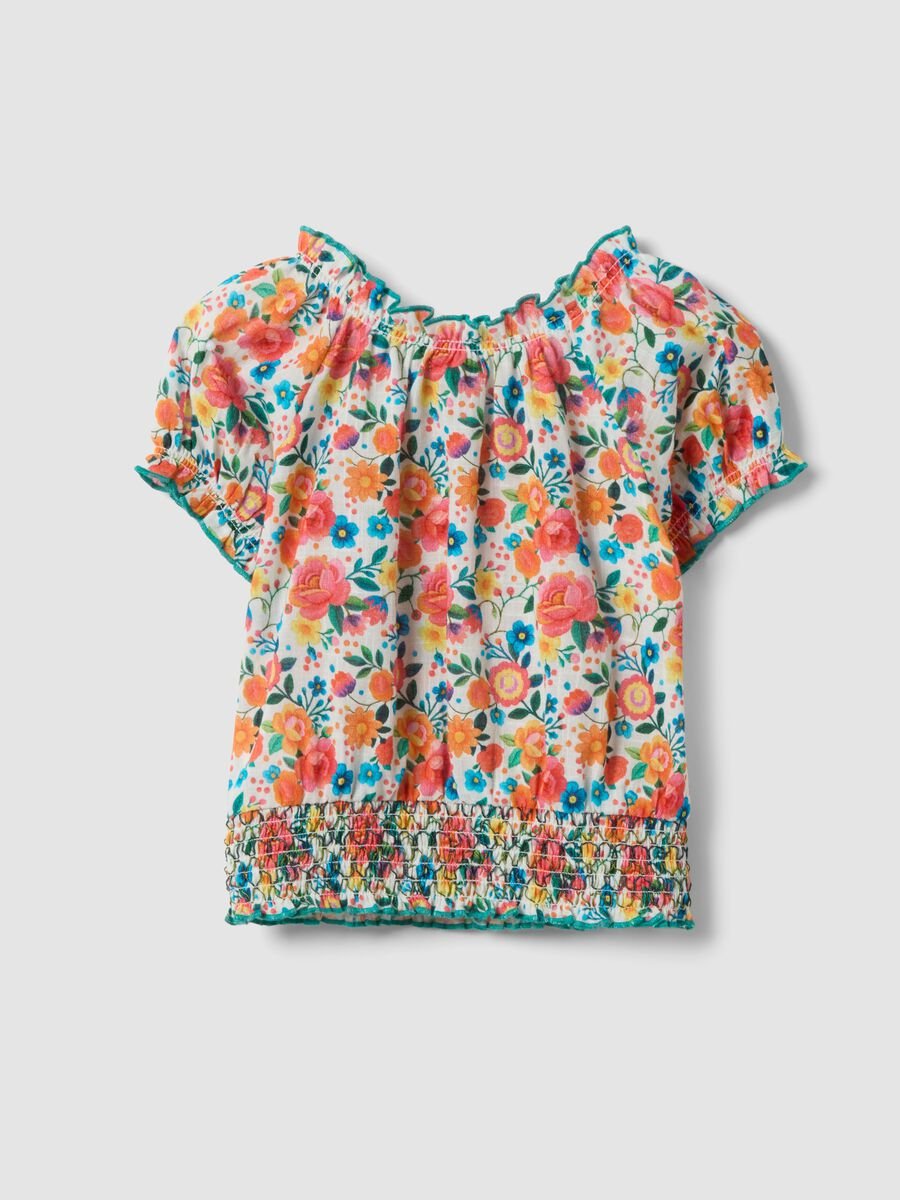 Blusa in puro cotone multicolor floreale da bambina regular fit_4