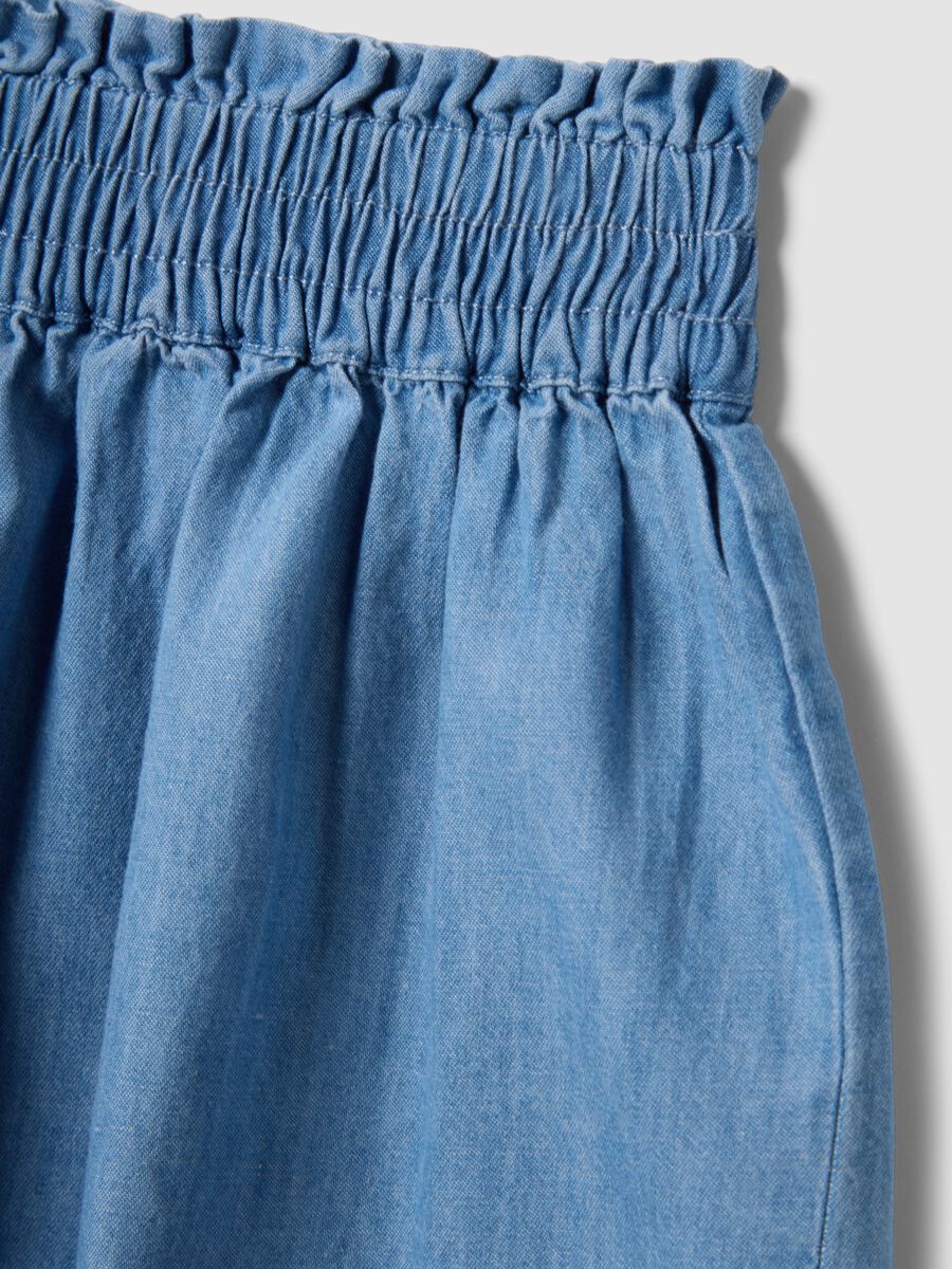 Girls&rsquo; light blue pure cotton denim shorts, regular fit_2