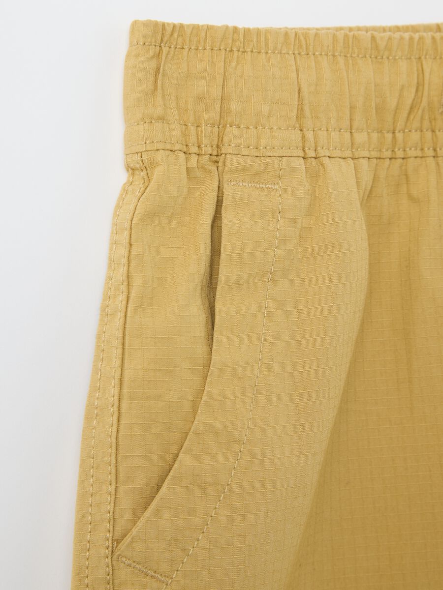 Yellow Bermuda joggers in ripstop canvas with drawstring_3