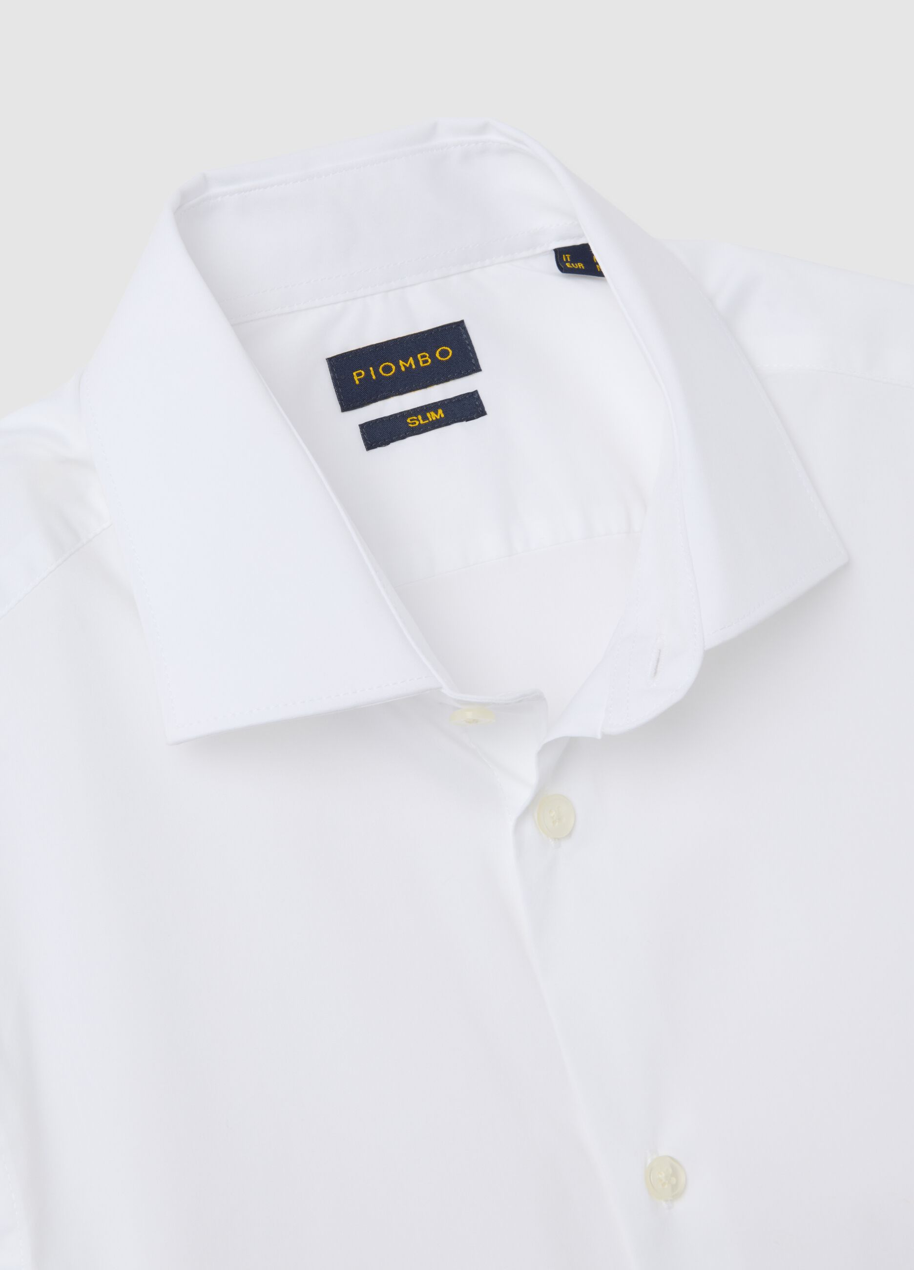 White slim fit cotton blend shirt