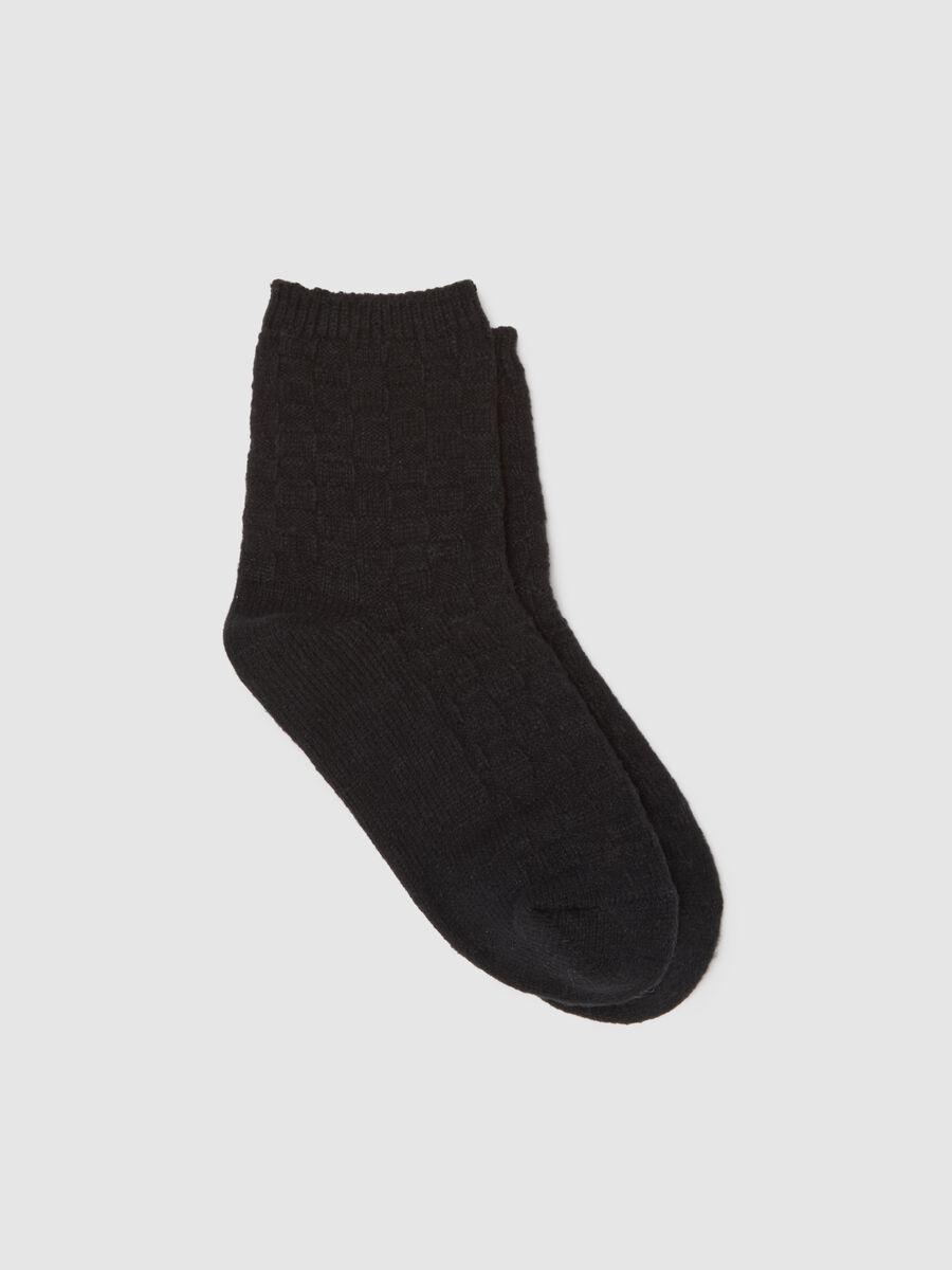 Black Stretch Fabric Socks_0