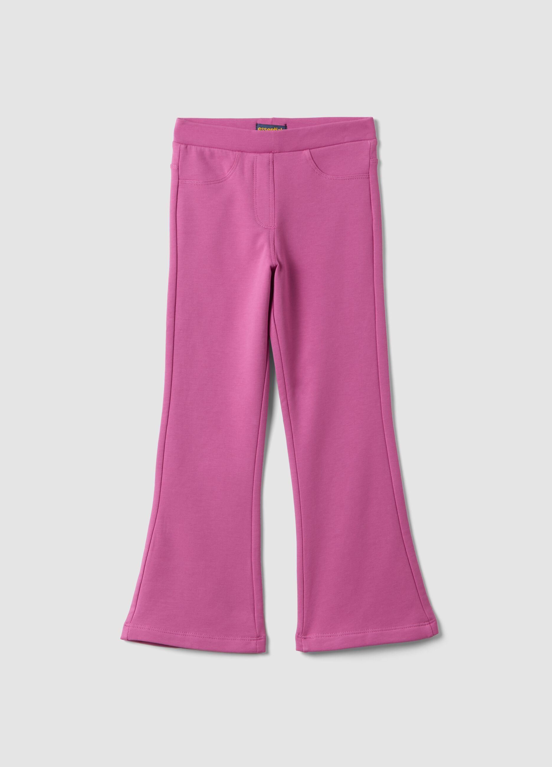 Pink flared treggings in stretch organic cotton