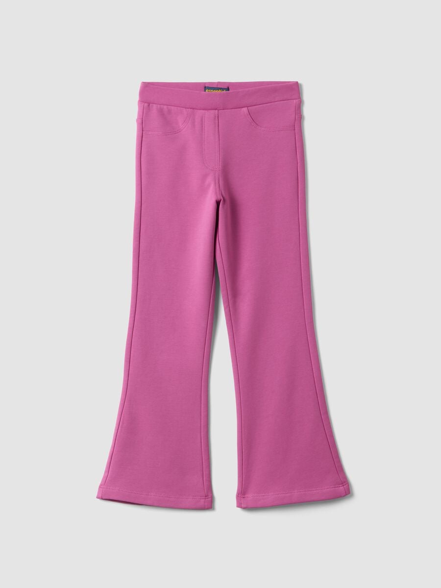 Treggings rosa flare in cotone organico elasticizzato_0
