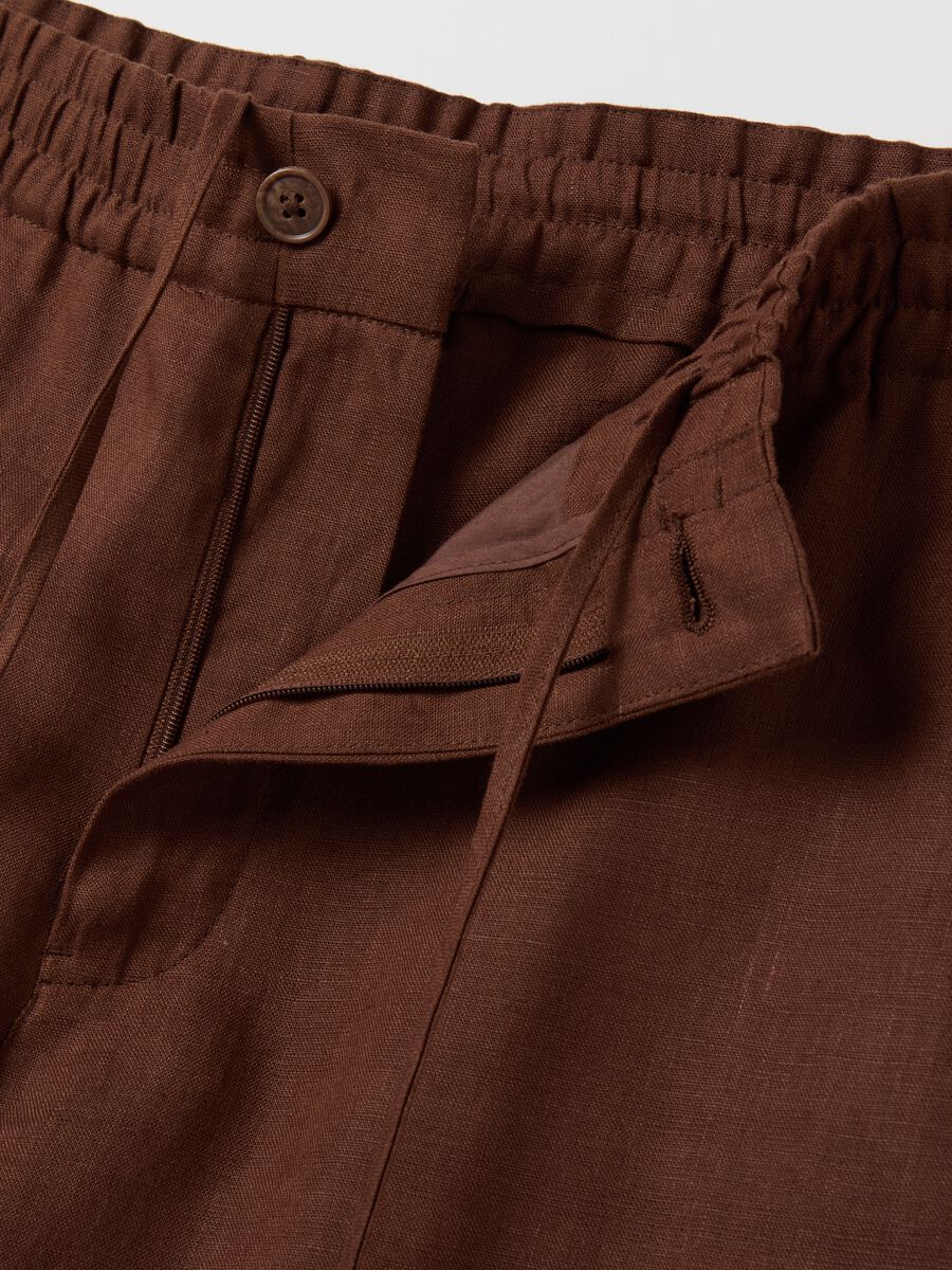 Linen Bermuda shorts with internal drawstring_5