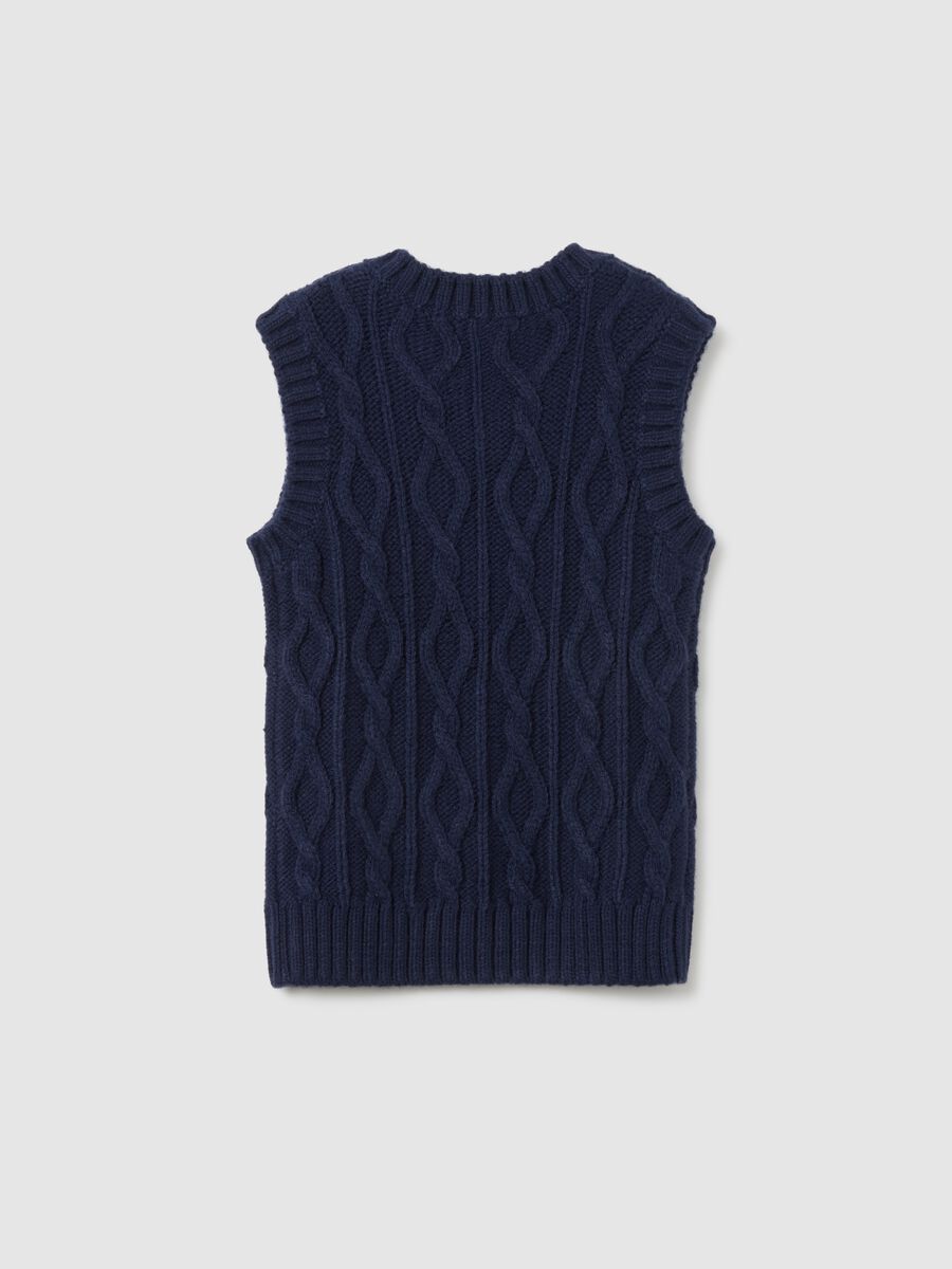 Regular Fit Blue Children's Vest with Knitted Design_4