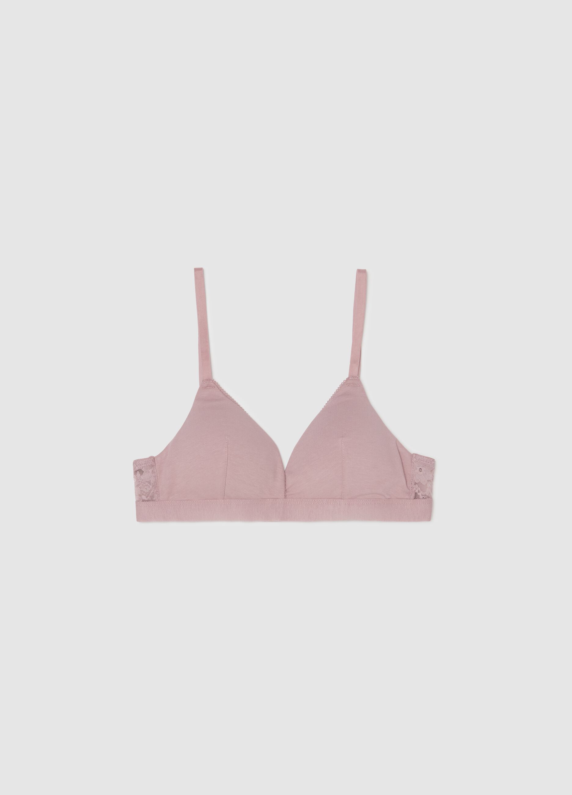 Triangle bra with lace inserts