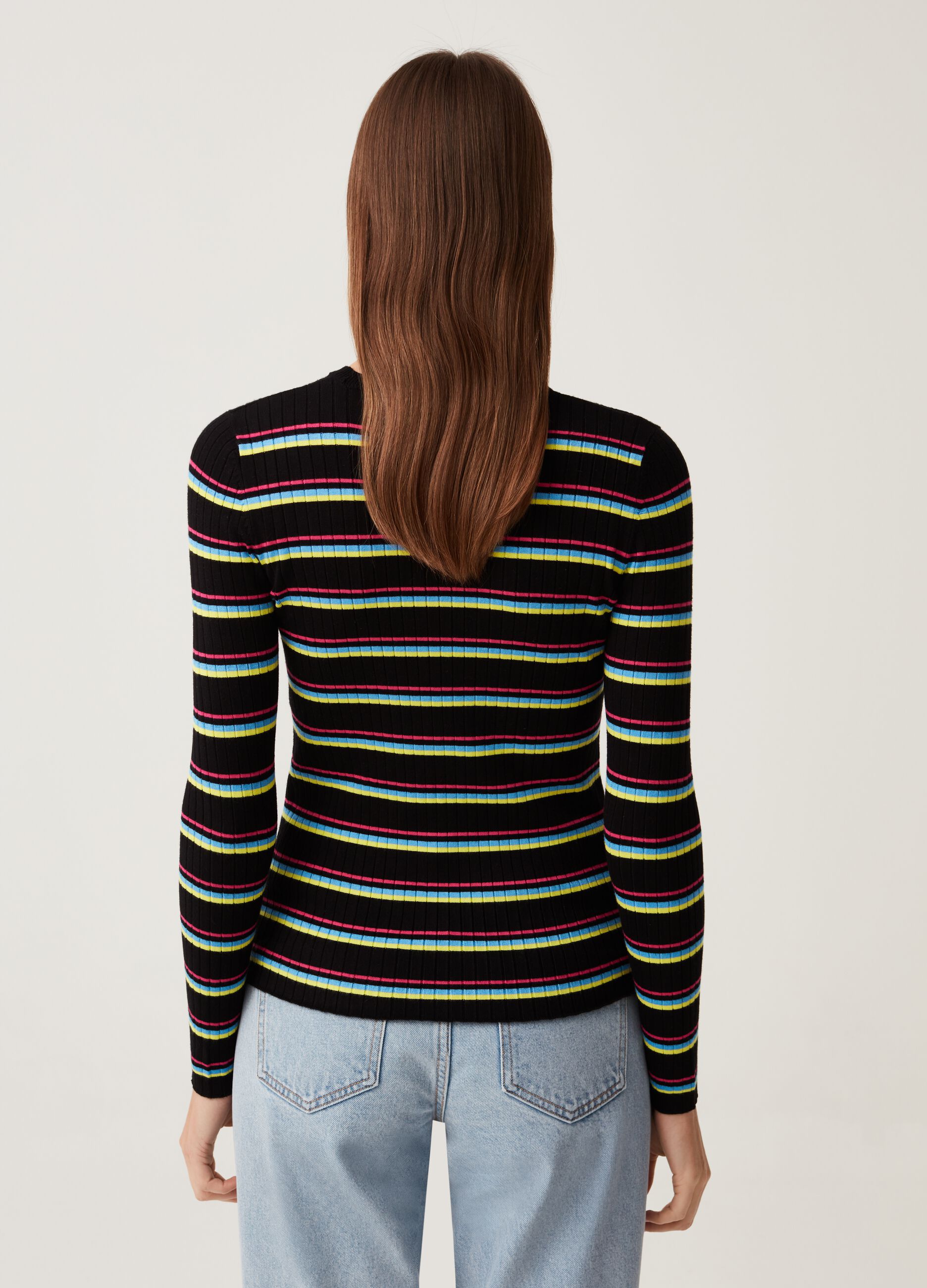 Maglia a coste piatte fantasia righe sottili_2