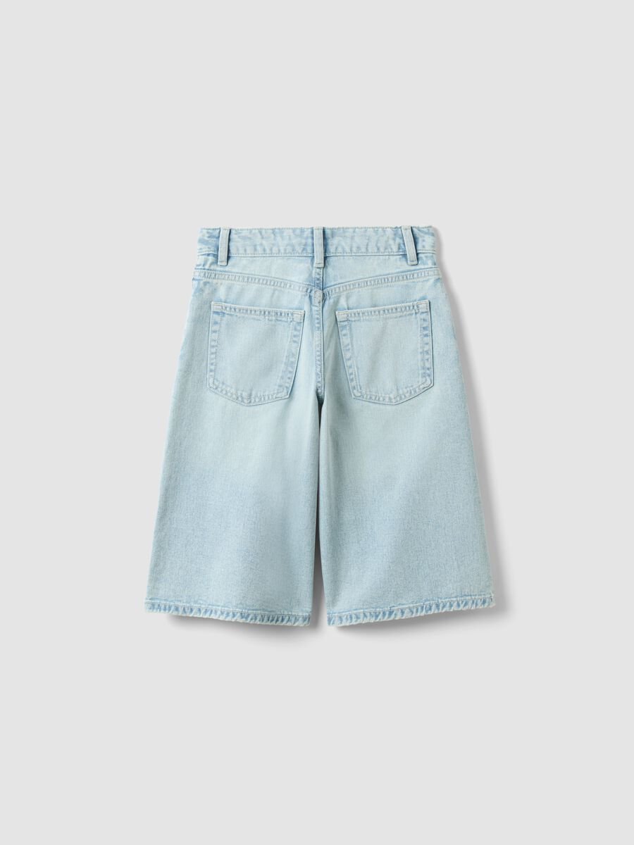 Light blue pure cotton denim shorts for girls, straight fit_4