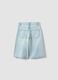 Light blue pure cotton denim shorts for girls, straight fit_4