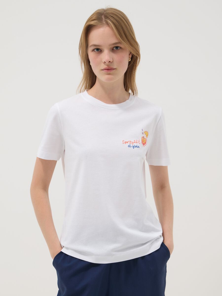 White pure cotton short-sleeve T-shirt_0