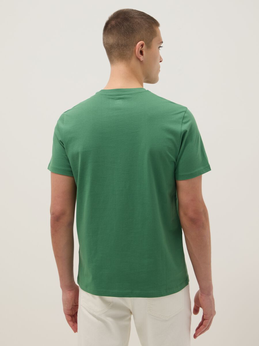 Green pure cotton short-sleeved t-shirt regular fit_3