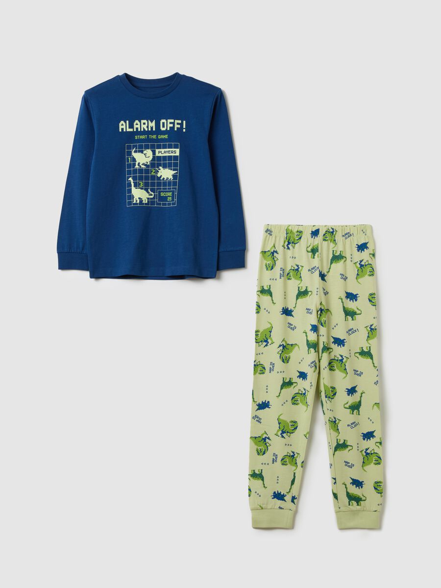 Cotton pyjamas with dinosaurs print_0