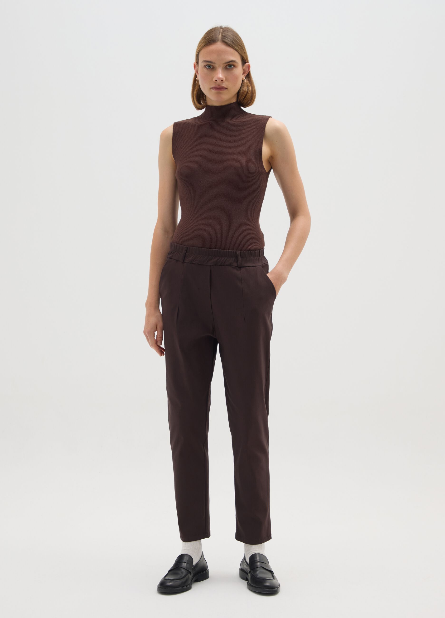 Brown regular fit tank top
