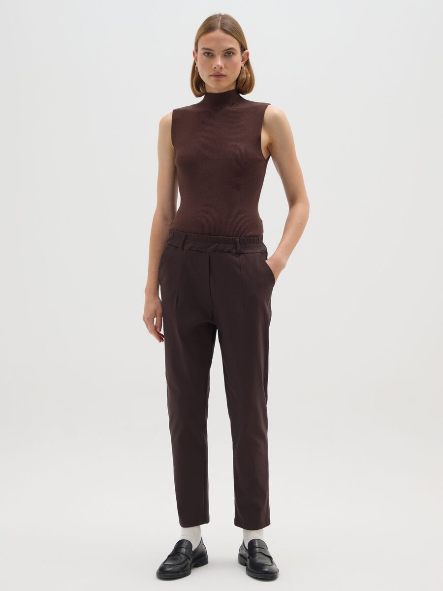 Brown regular fit tank top_1