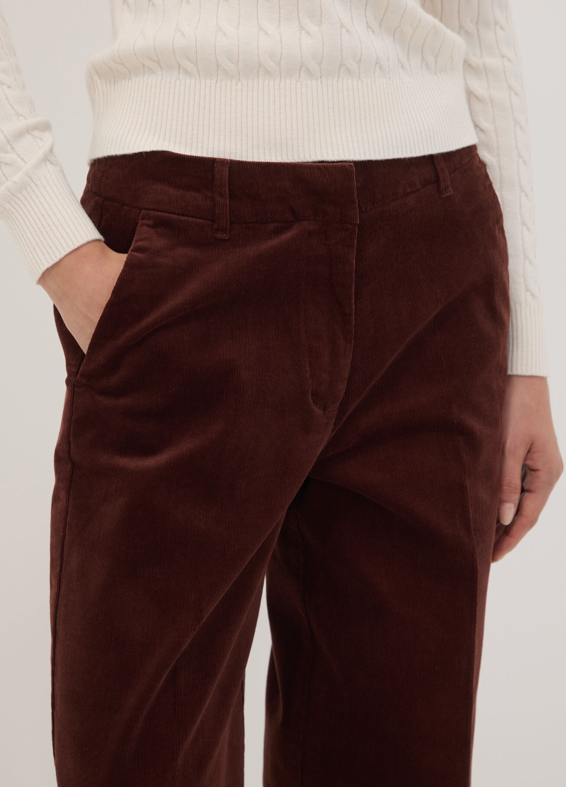 Brown The Iconic Pants straight-fit stretch cotton corduroy trousers
