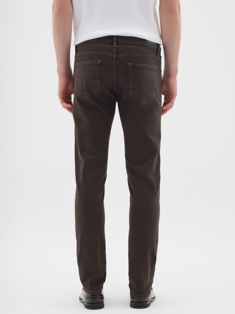 Brown Slim Fit Denim Trousers_2