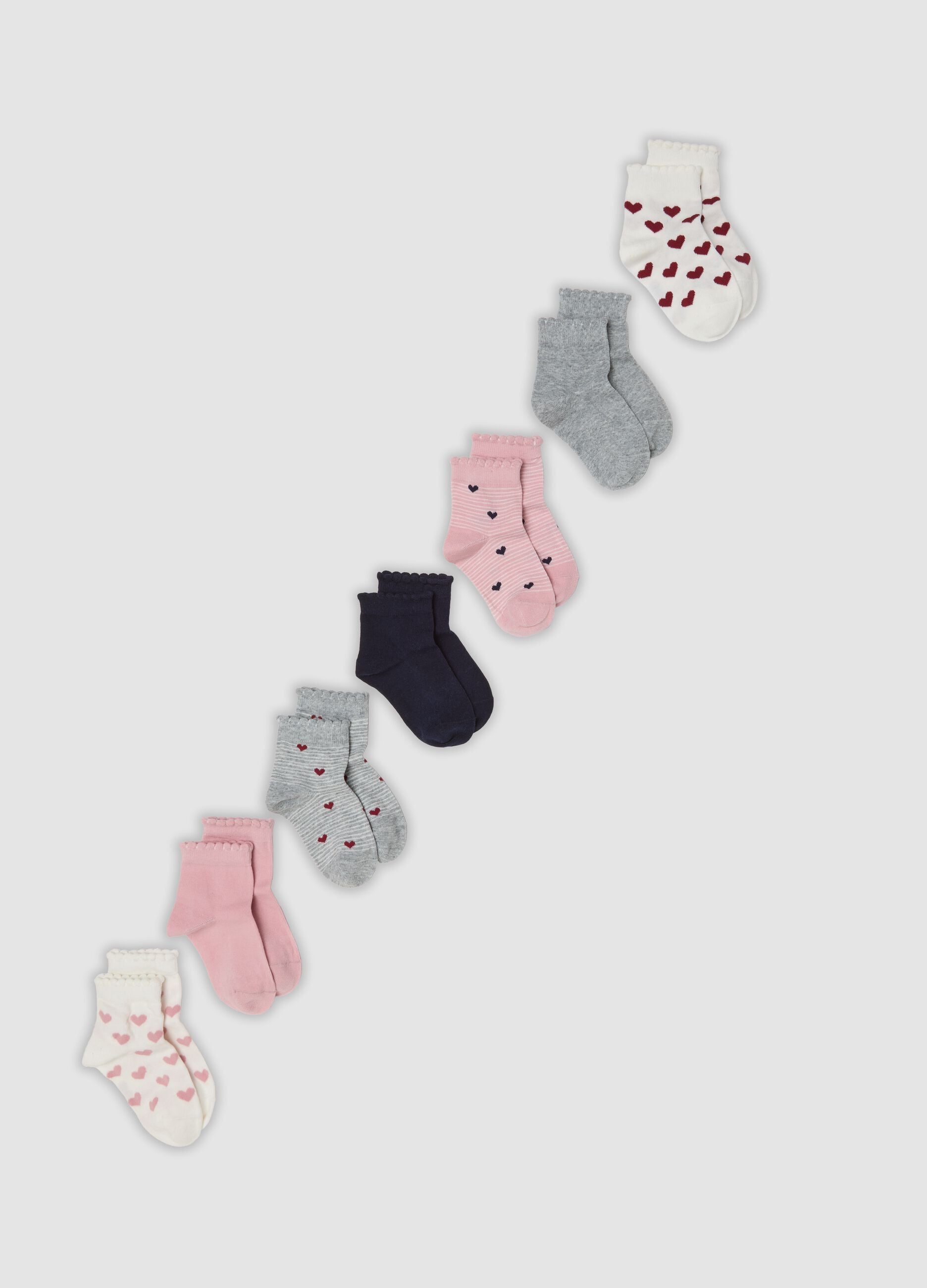 Seven-pack of multicolour short socks in organic stretch cotton