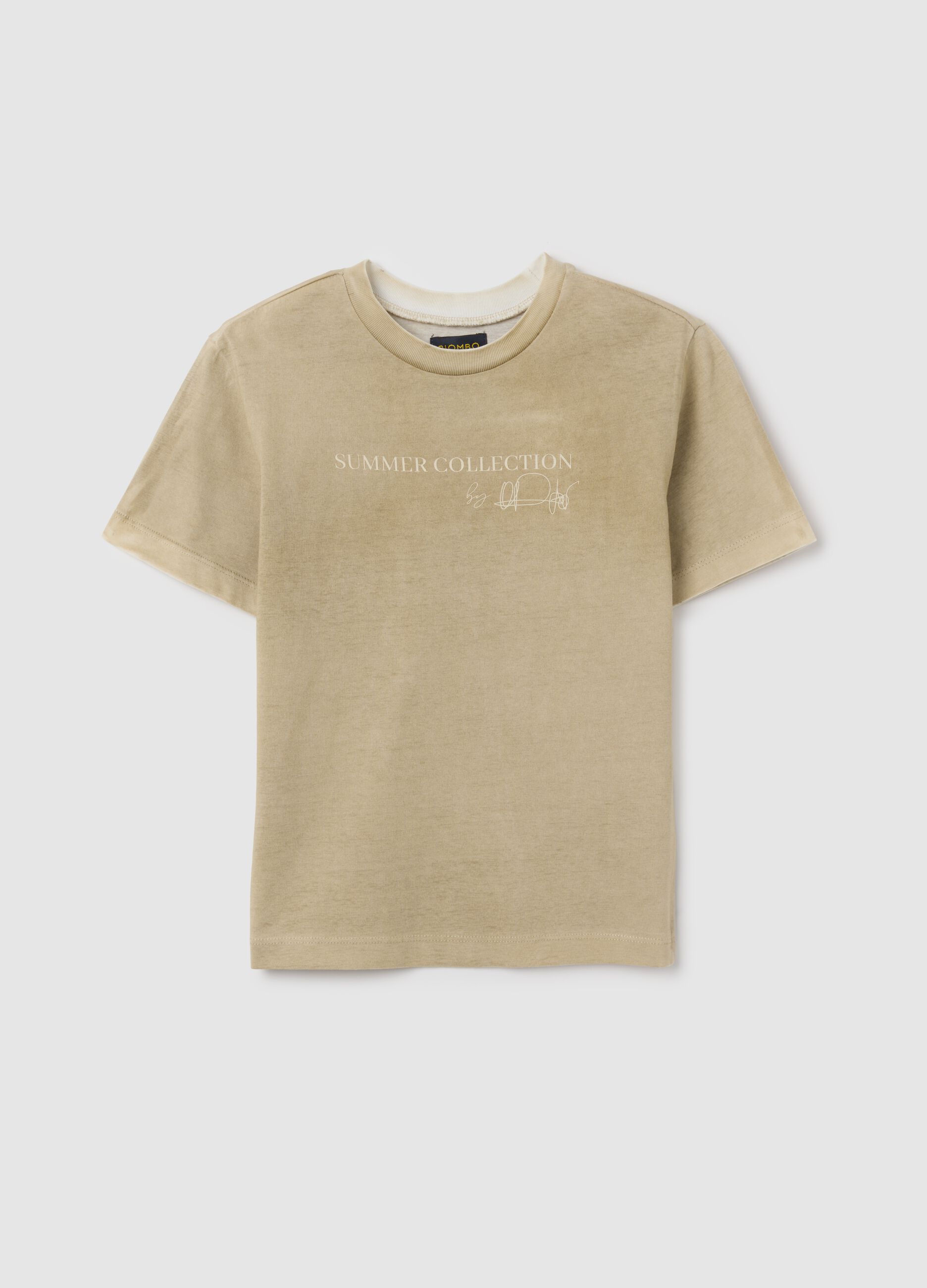 Kids' beige pure cotton regular fit T-shirt