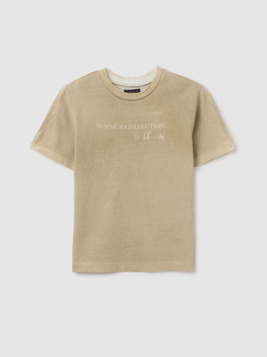 Kids' beige pure cotton regular fit T-shirt_0
