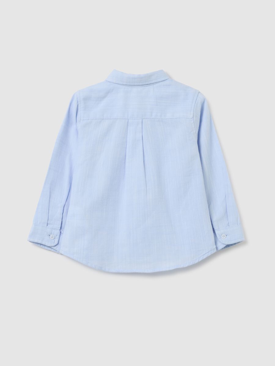 Camicia da bambino in puro cotone azzurra regular fit_1