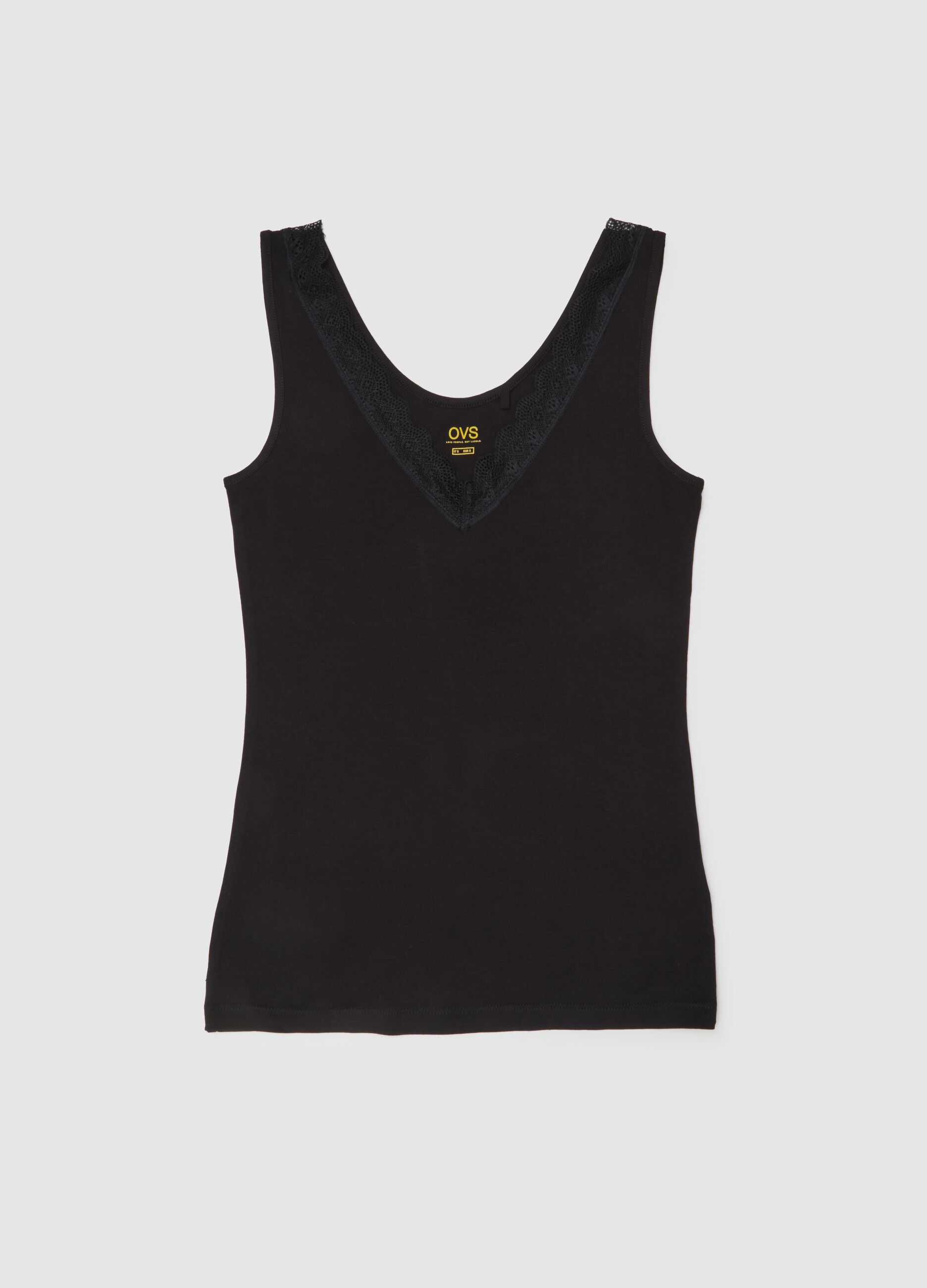 Regular fit black viscose blend vest