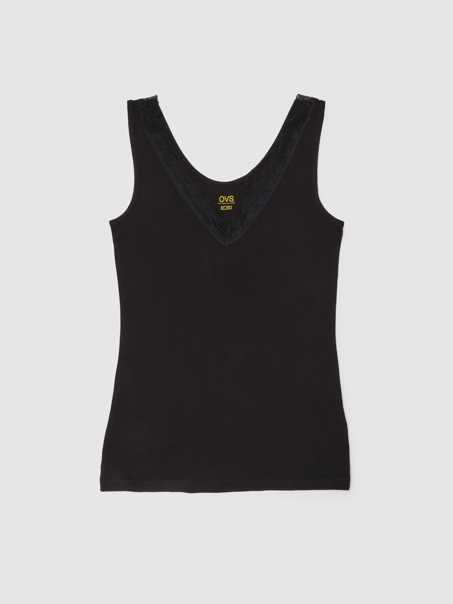 Regular fit black viscose blend vest_0