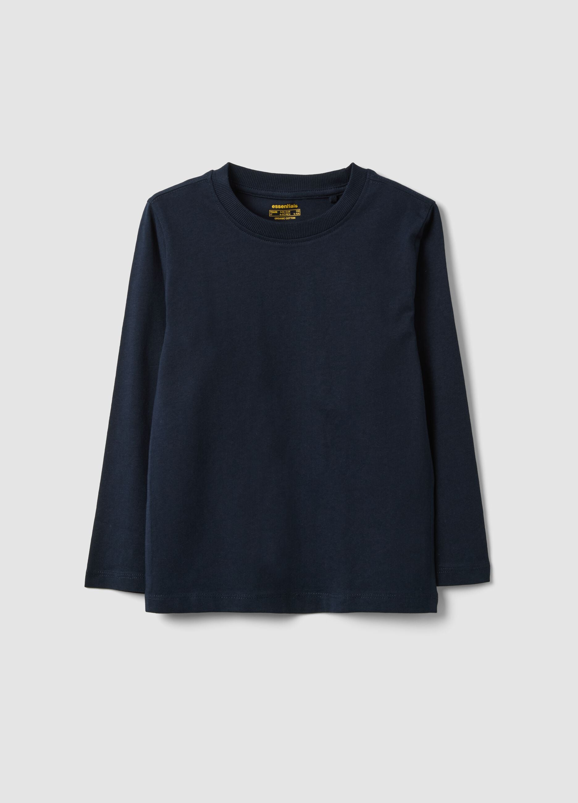 Blue organic cotton crew-neck T-shirt for boys, regular fit