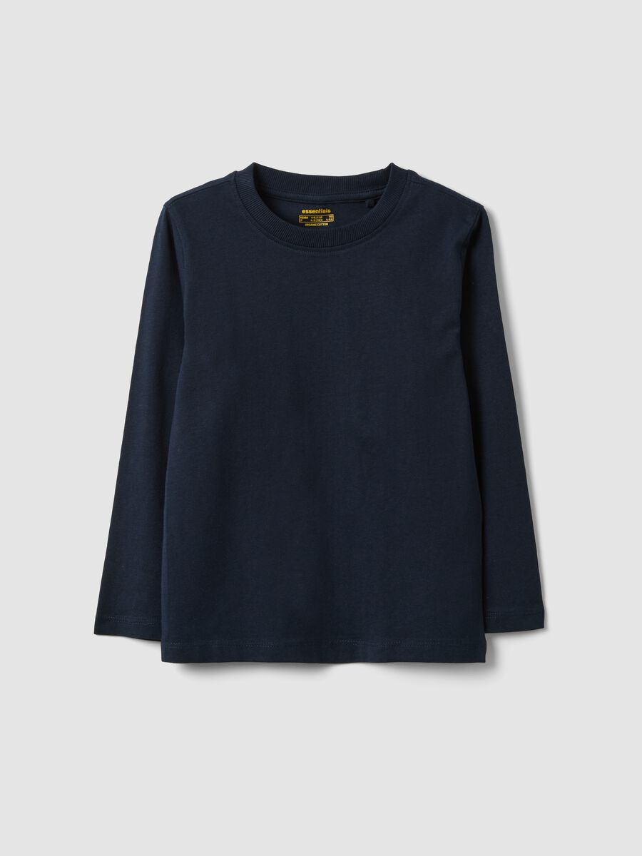 Blue organic cotton crew-neck T-shirt for boys, regular fit_0