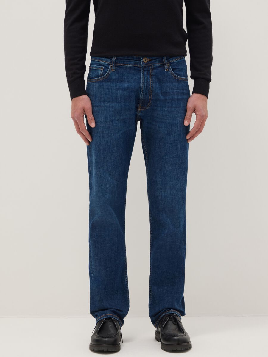 Comfort fit stretch cotton blue jeans_1