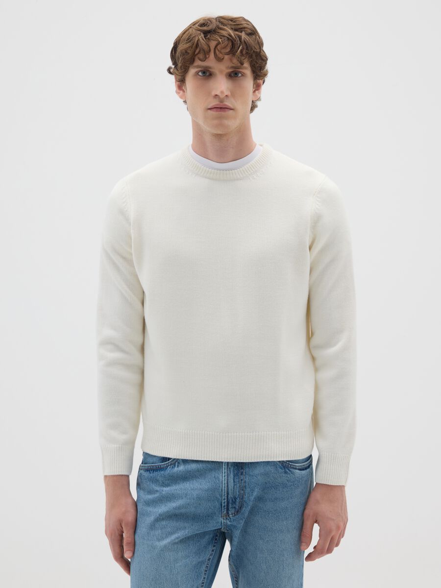 White Regular Fit Jumper_0
