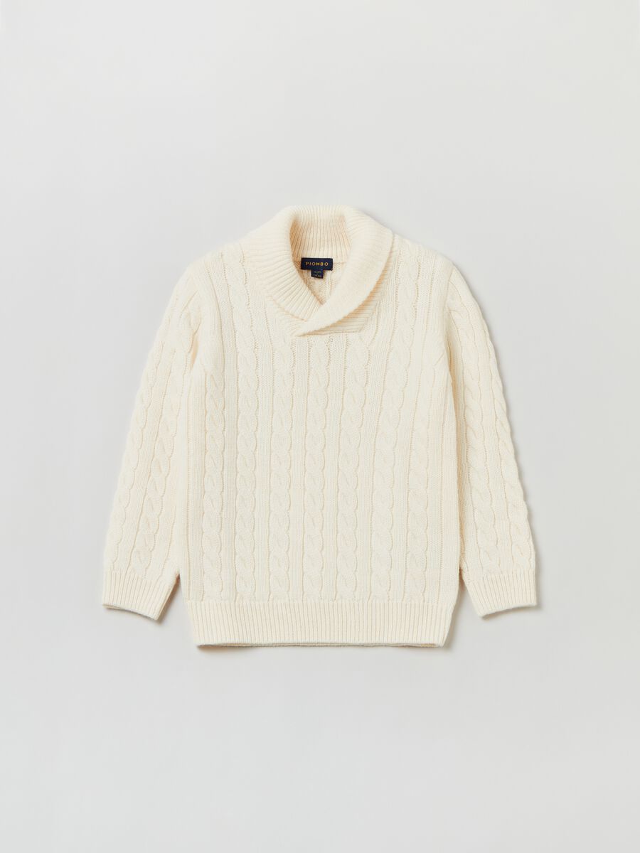 Pullover a trecce con collo a scialle_3