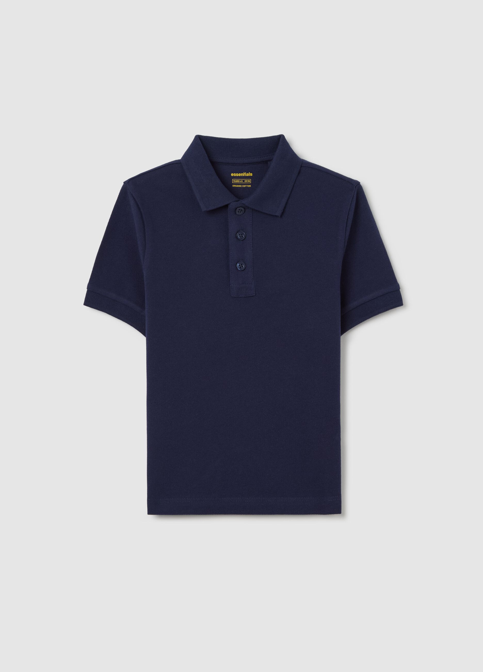 Essential blue polo shirt in organic cotton