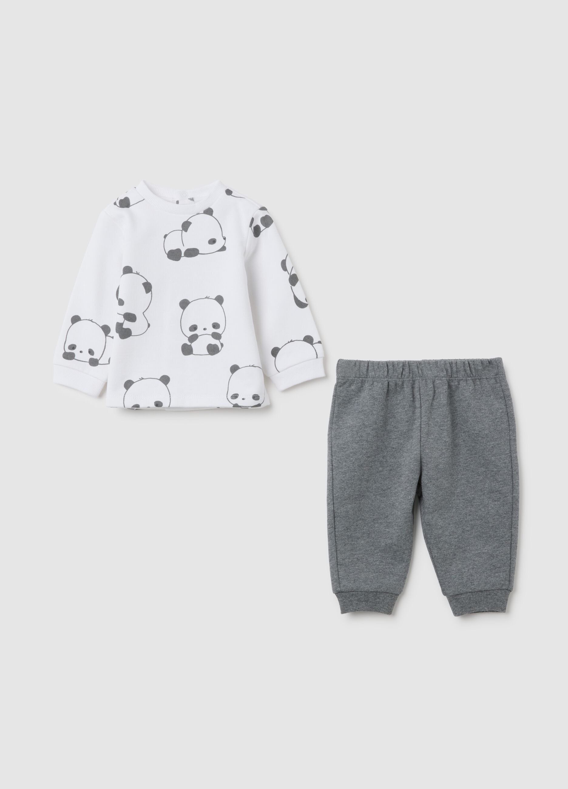 Set maglia e pantalone da neonato in puro cotone multicolor