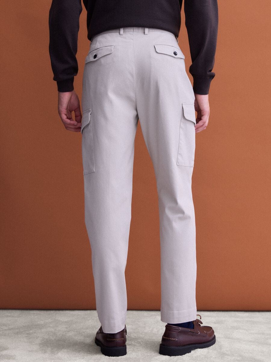 Grey comfort-fit stretch cotton twill cargo trousers_3