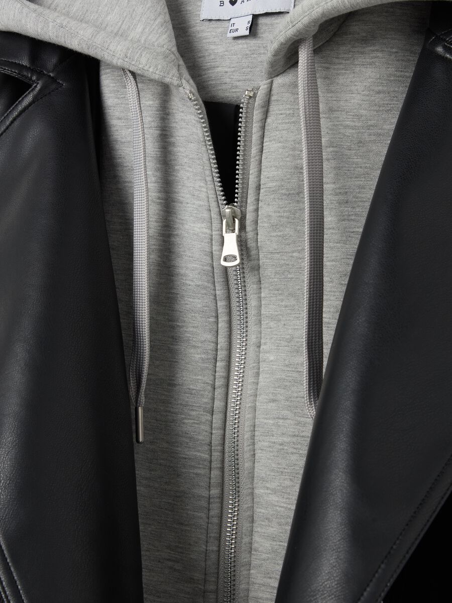 Black biker jacket with internal fleece_5