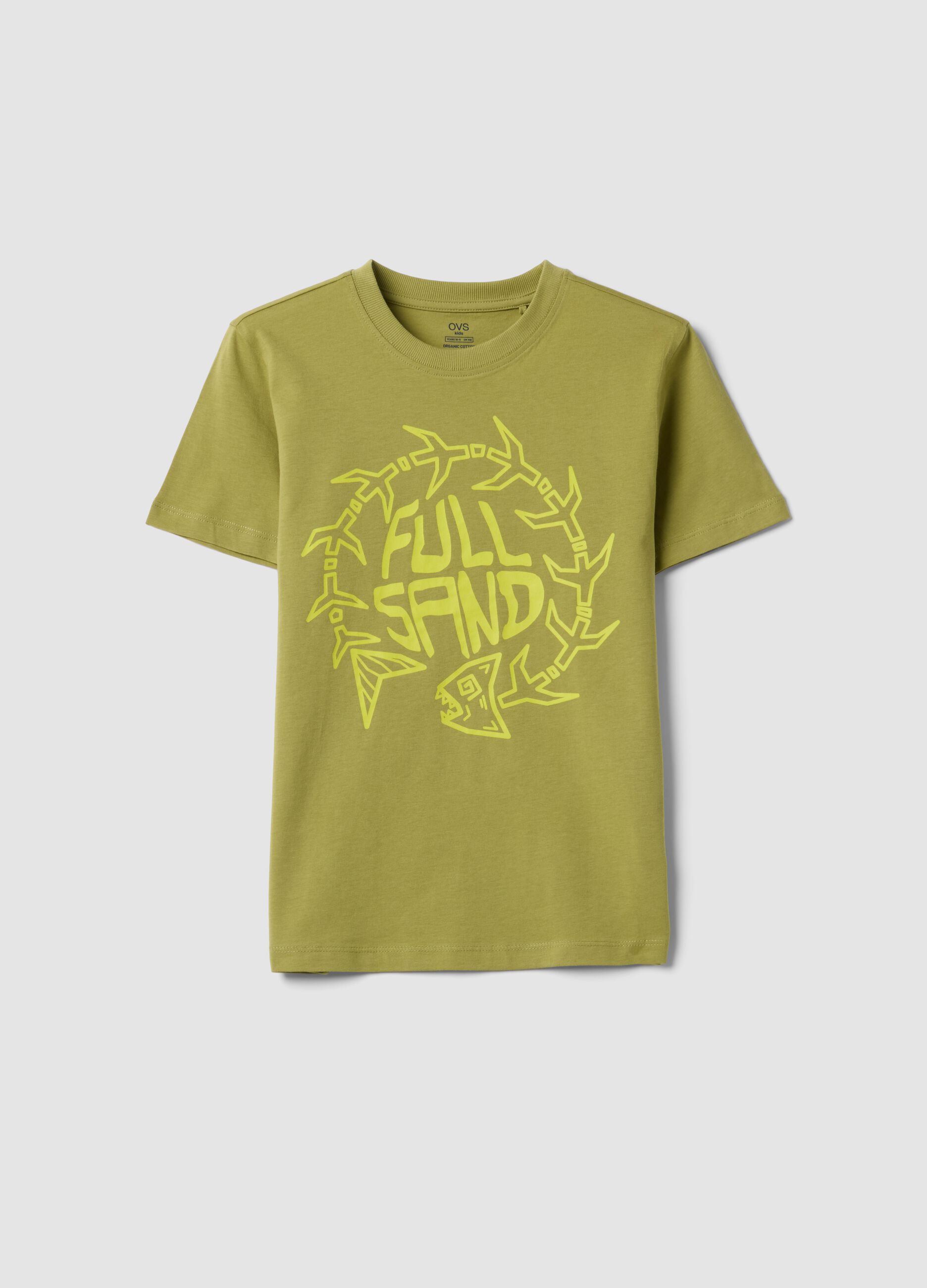 Green organic cotton short-sleeve T-shirt