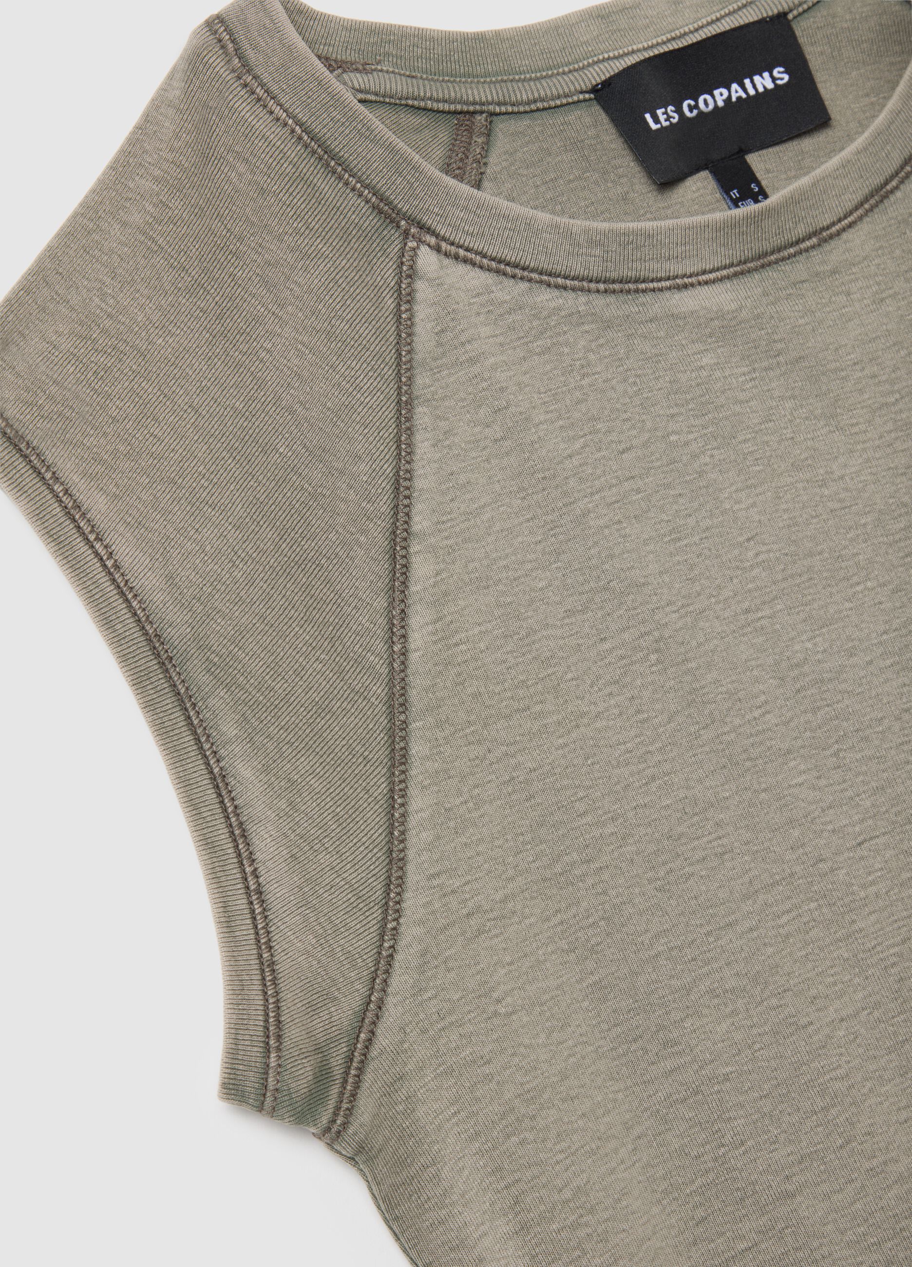 Women's fitted green pure cotton tank top