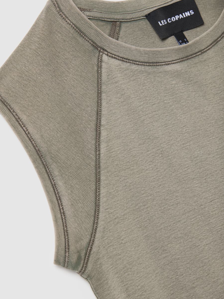 Women's fitted green pure cotton tank top_5