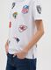 White pure cotton regular fit t-shirt with NFL logos and round neck_3