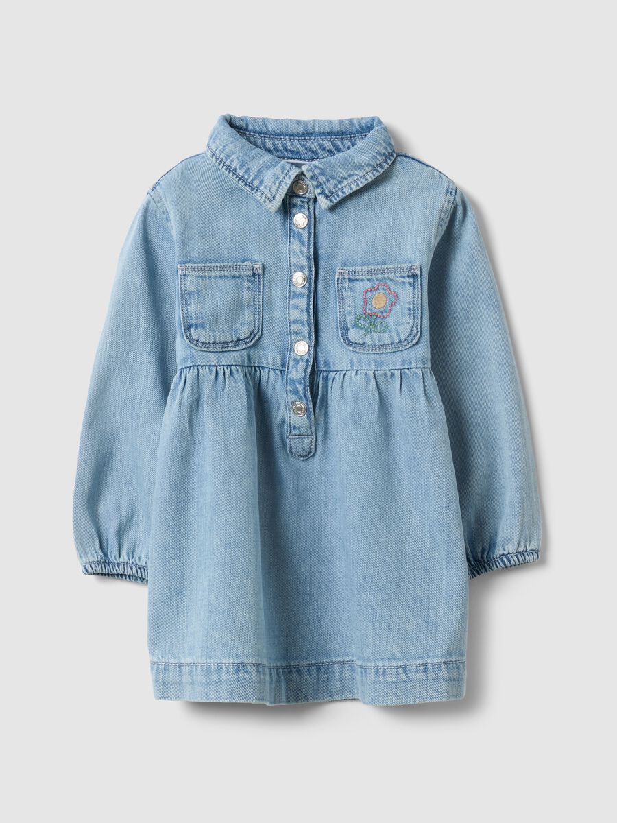 Vestito in misto cotone azzurro da bimba regular fit con colletto_0