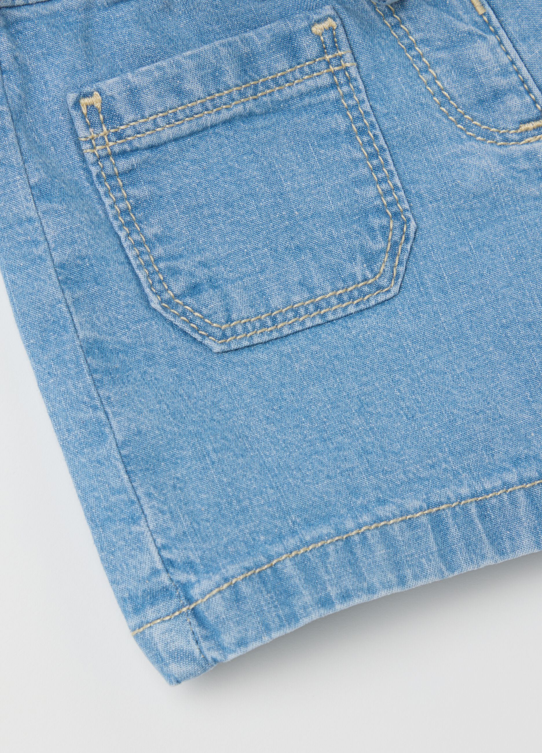 Shorts da bambina blu regular fit con cintura regolabile