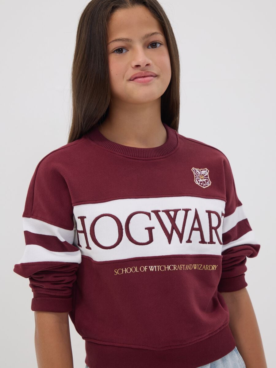 Felpa rossa in cotone elasticizzato con collo a costine a tema Harry Potter_0