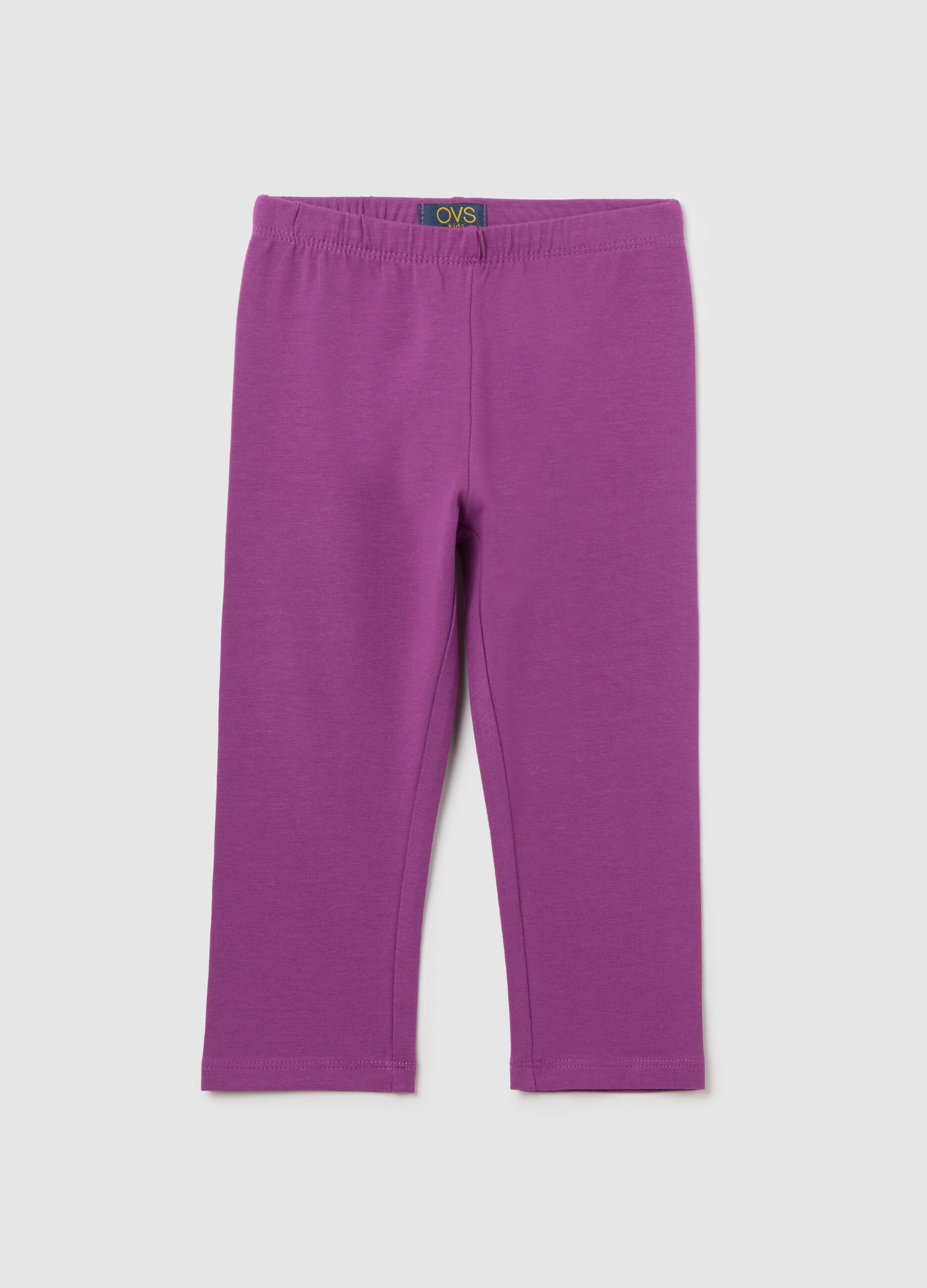 Leggings da bambina in cotone elasticizzato viola regular fit