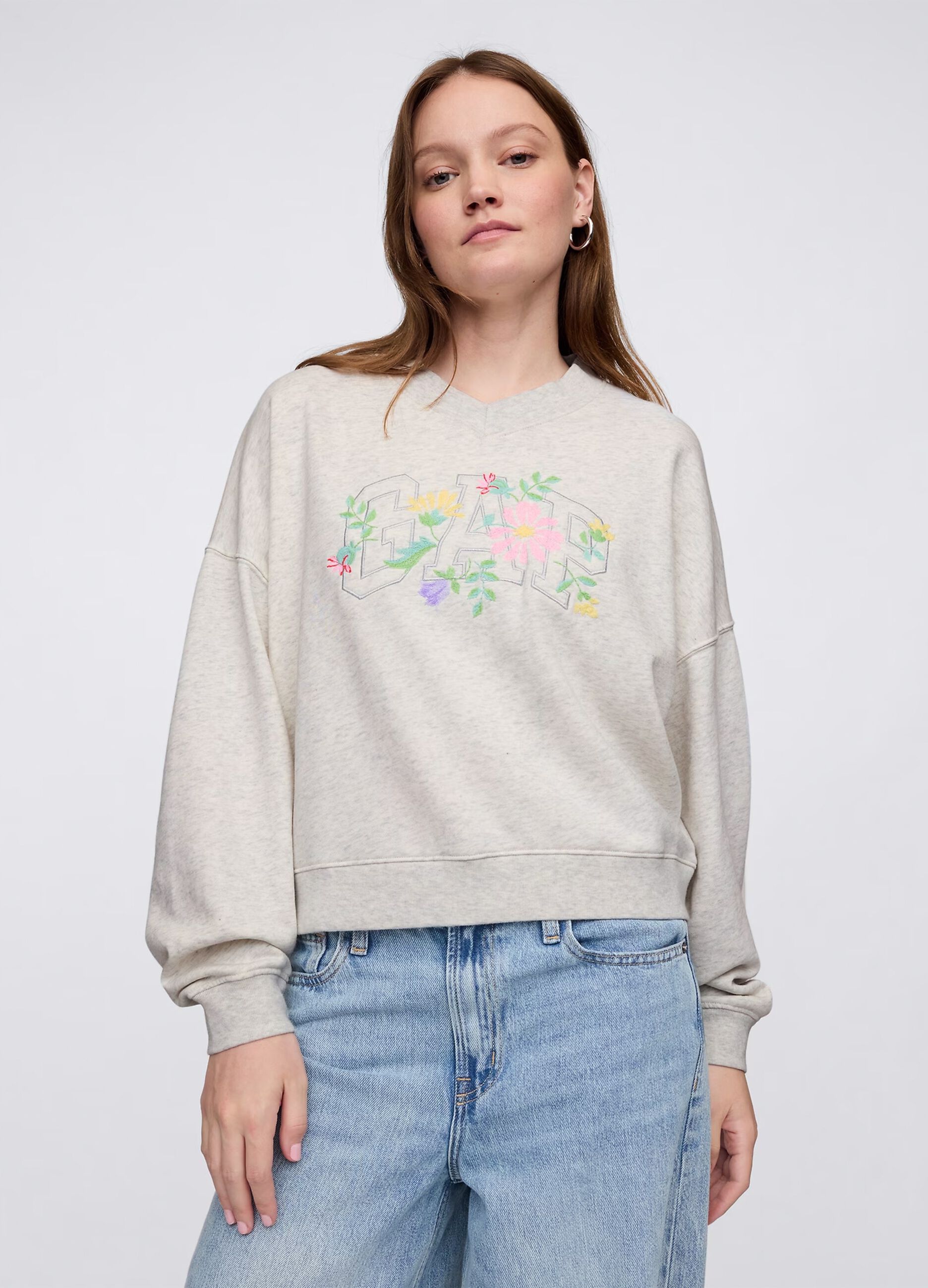Sweatshirt with floral embroidery