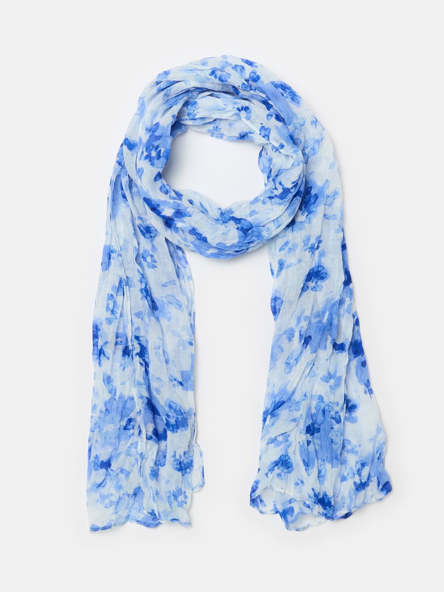 Crinkle-effect scarf with all-over print_0